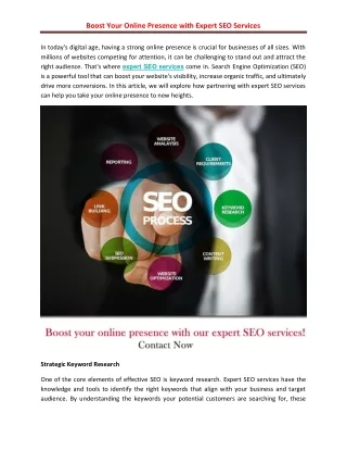 Boost Your Online Presence with Expert SEO Services