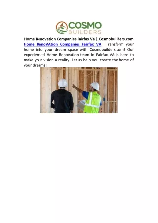 Home Renovation Companies Fairfax Va | Cosmobuilders.com