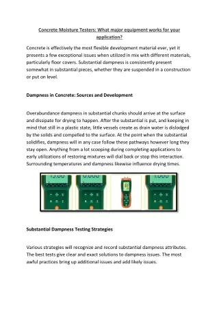 concrete moisture testers what major equipment