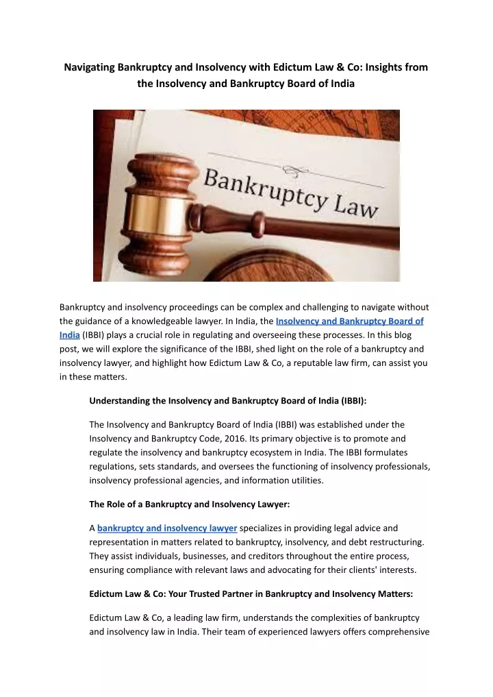 navigating bankruptcy and insolvency with edictum