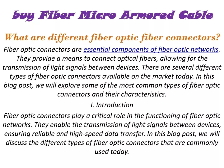 buy fiber micro armored cable