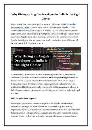 Why Hiring an Angular Developer in India is the Right Choice