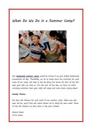 What Do We Do in a Summer Camp?