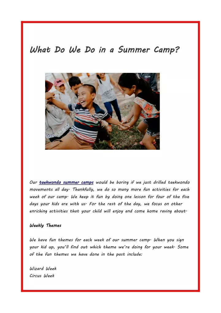 what do we do in a summer camp