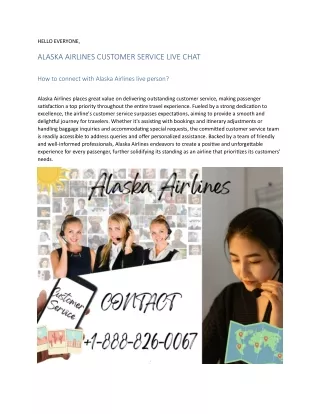 Contact Alaska Airlines Live Person - Fast Support at 1-888-826-0067