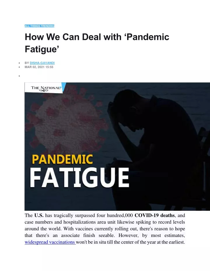 all things trending how we can deal with pandemic
