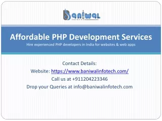 Expert #PHP Web Development Services Provider - Baniwal Infotech
