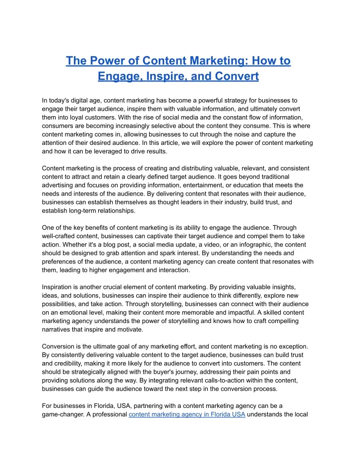 the power of content marketing how to engage