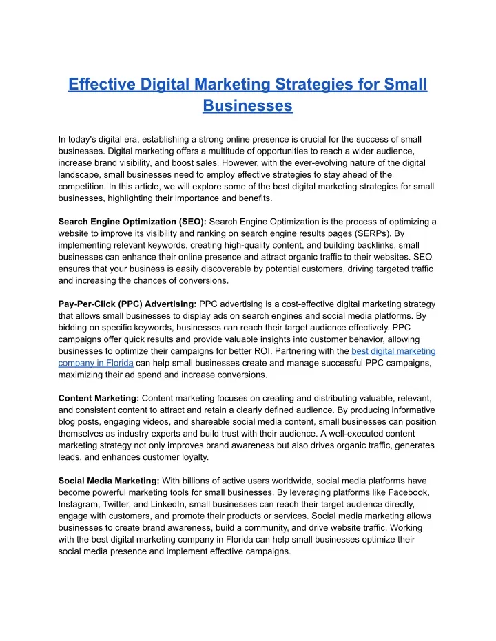 effective digital marketing strategies for small