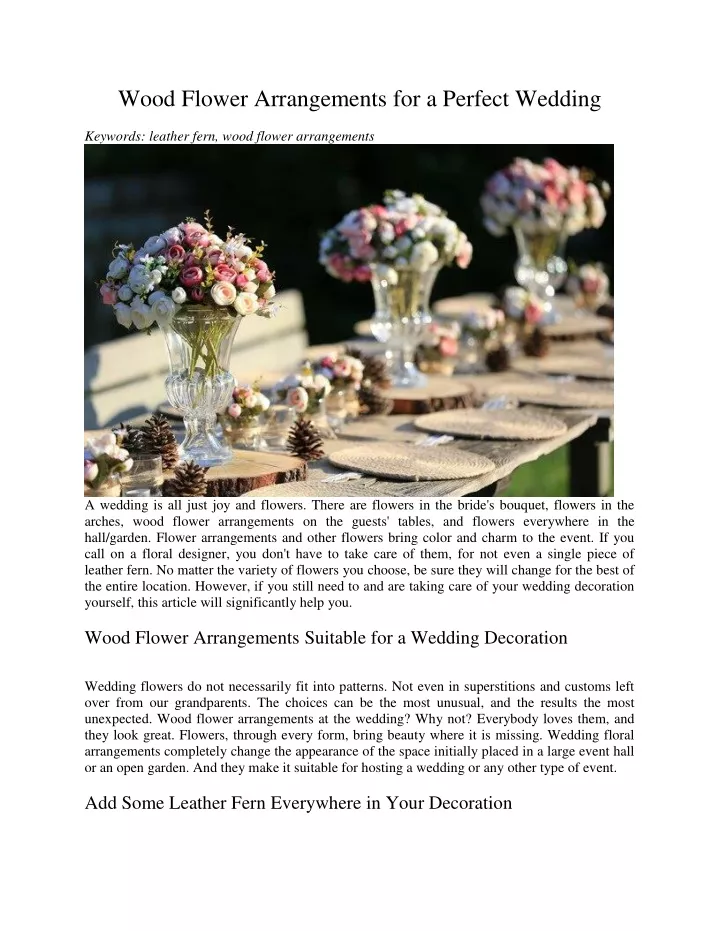 wood flower arrangements for a perfect wedding