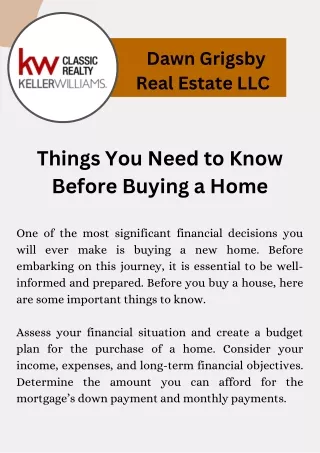 Things You Need to Know Before Buying a Home