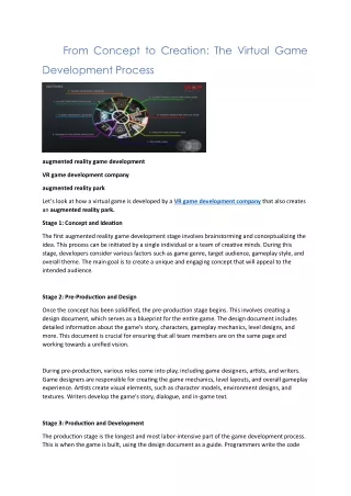 from concept to creation the virtual game