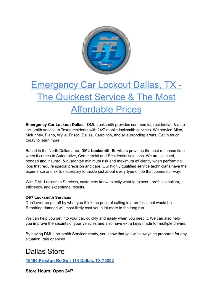 emergency car lockout dallas tx the quickest