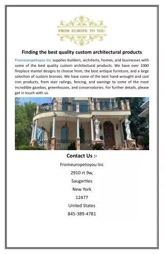 finding the best quality custom architectural