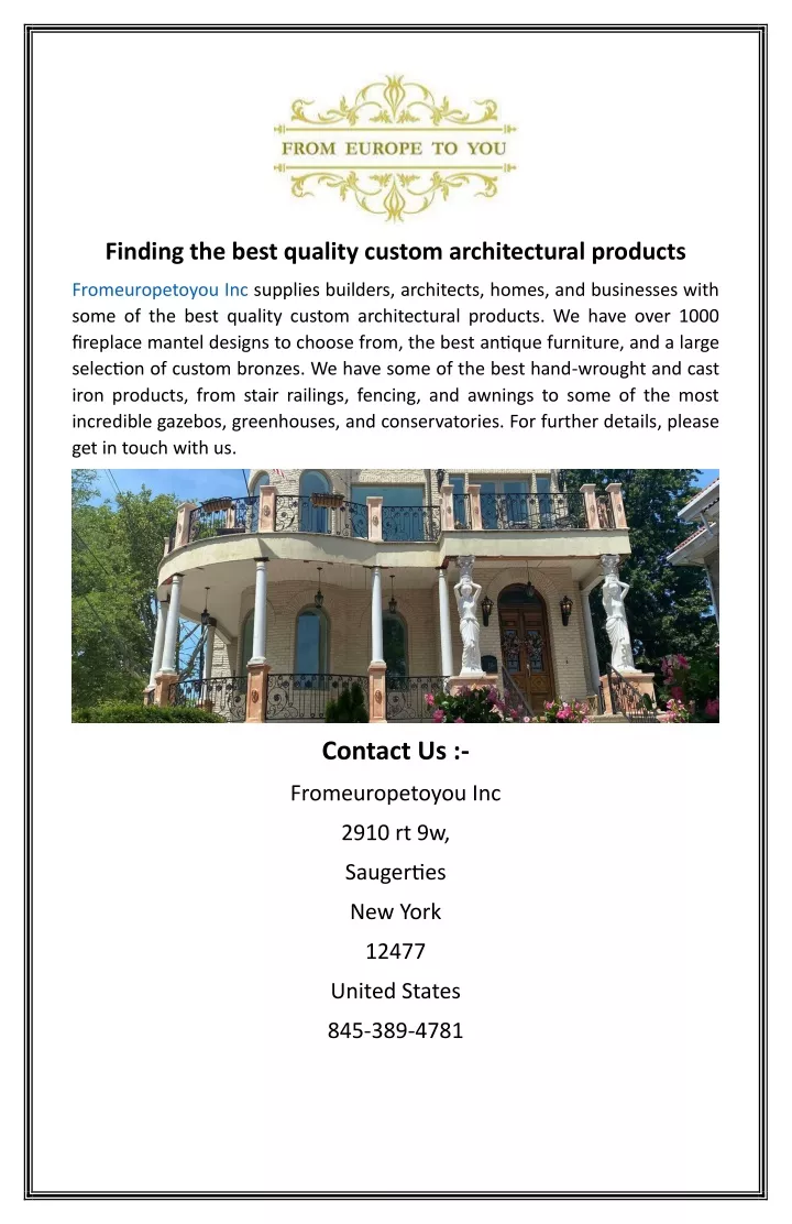 finding the best quality custom architectural
