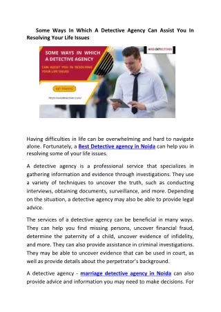 Some Ways In Which A Detective Agency Can Assist You In Resolving Your Life Issues