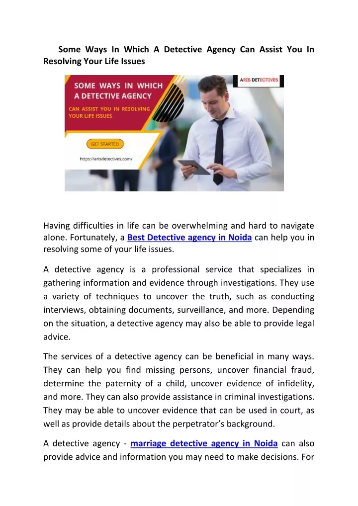 some ways in which a detective agency can assist