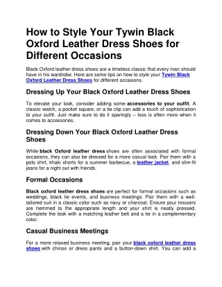 How to Style Your Tywin Black Oxford Leather Dress Shoes for Different