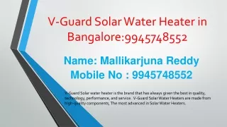 V-Guard Solar Water Heater in Bangalore: @ 9945748552.