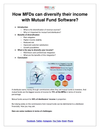 How MFDs can diversify their income with Mutual Fund Software