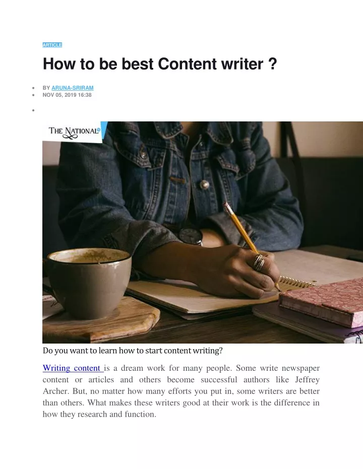 article how to be best content writer