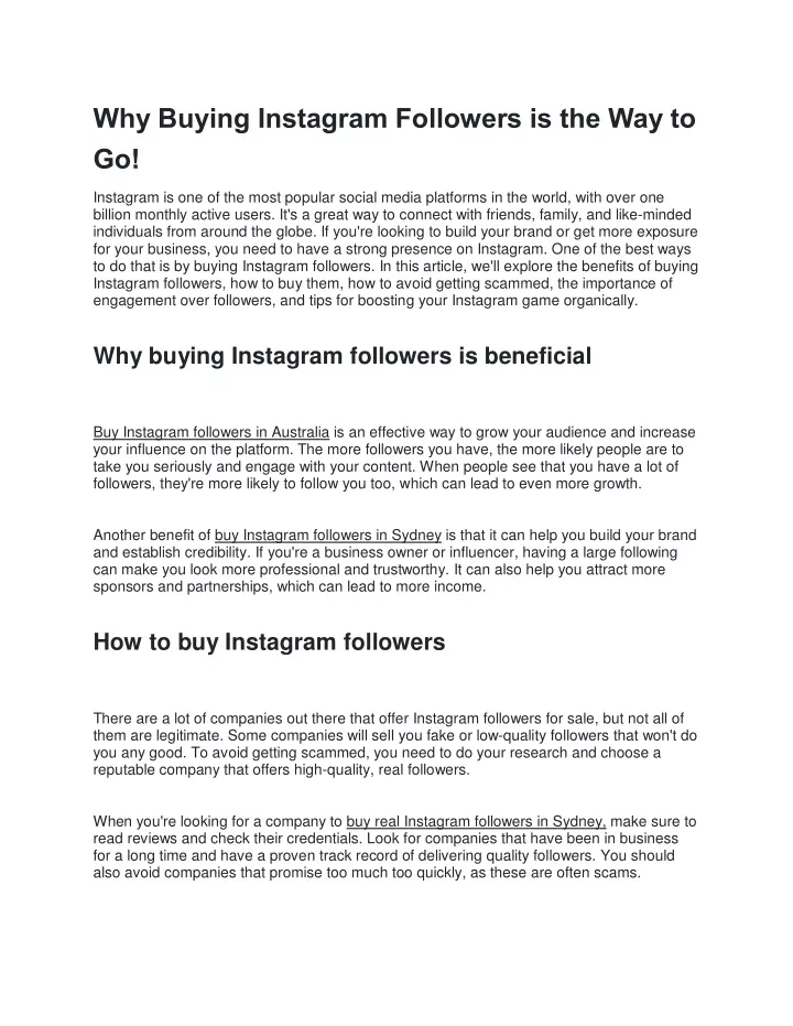 why buying instagram followers is the way to go