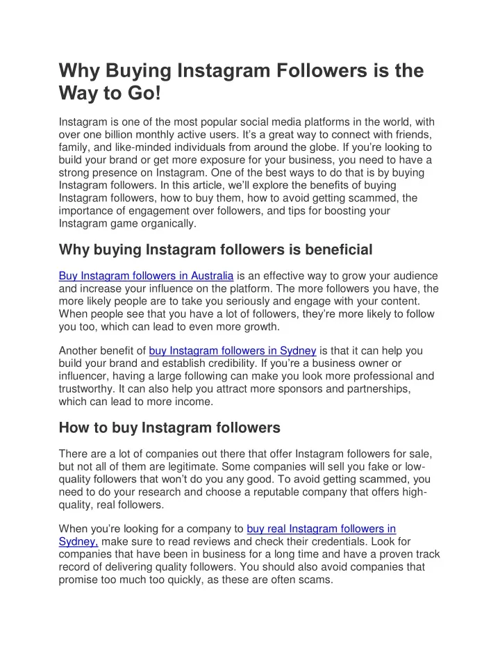 why buying instagram followers is the way to go