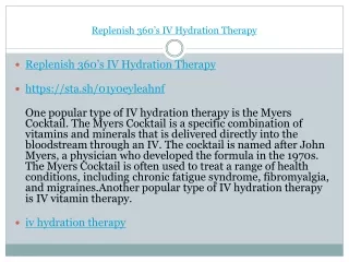 Replenish 360’s IV Hydration Therapy