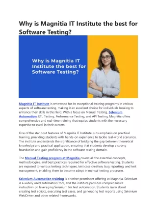 why is magnitia it institute the best