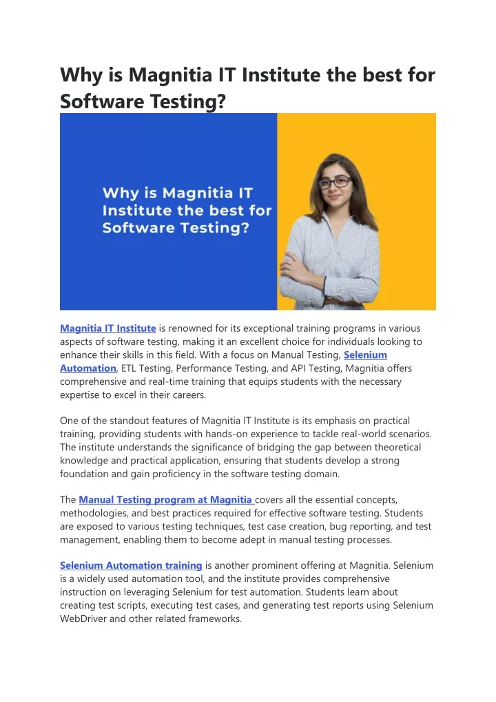 why is magnitia it institute the best