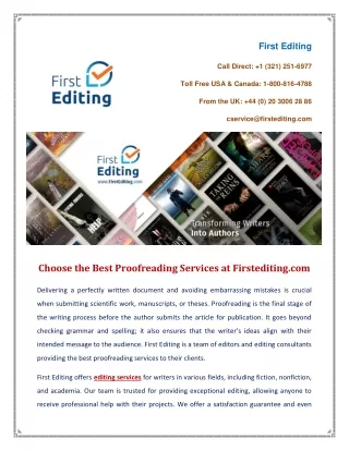 Choose the Best Proofreading Services at Firstediting.com