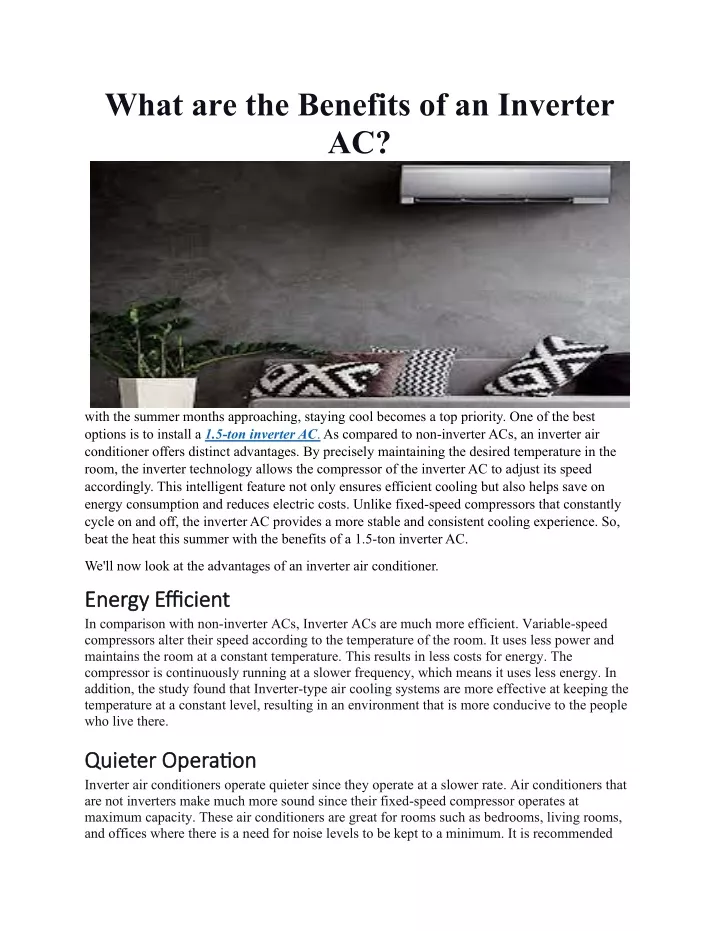 what are the benefits of an inverter ac