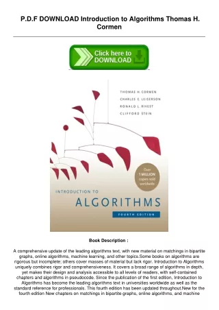 Download[Pdf] Introduction to Algorithms by Thomas H. Cormen Download file
