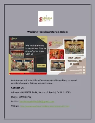 Wedding Tent decorators in Rohini