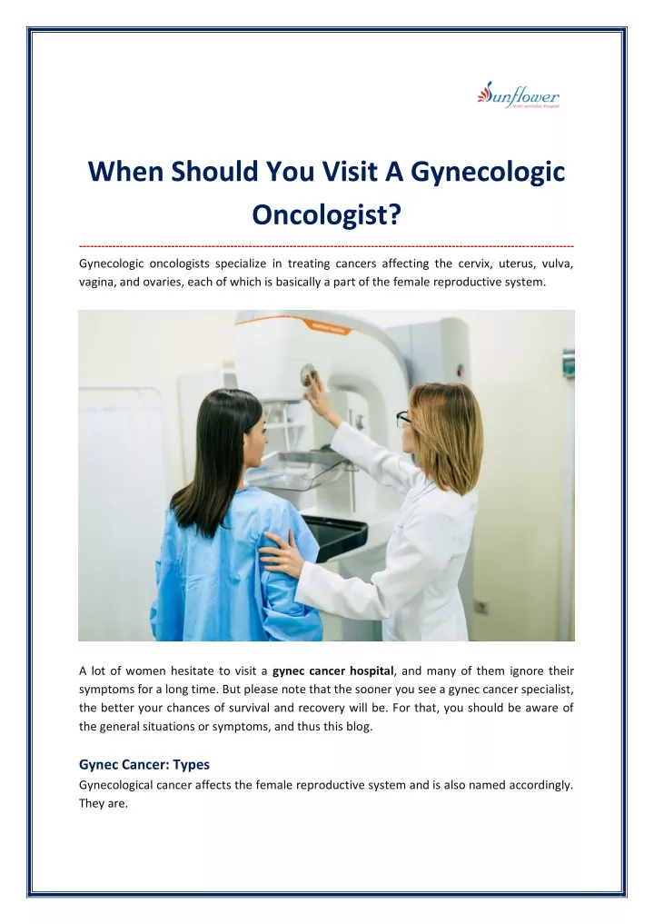 when should you visit a gynecologic oncologist