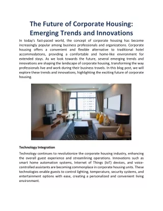 The Future of Corporate Housing: Emerging Trends and Innovations  - CORPORATE HO