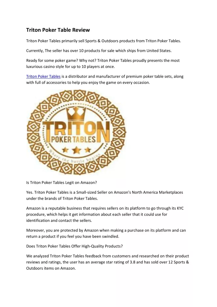 triton poker table review