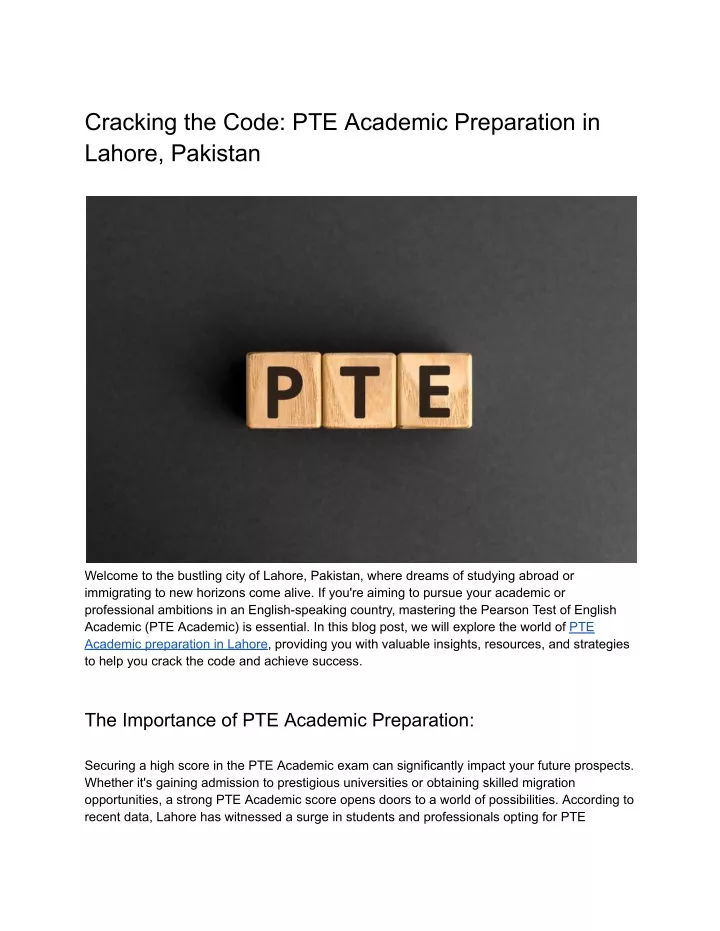 cracking the code pte academic preparation