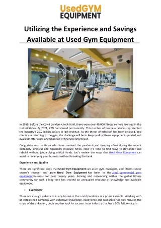Utilizing the Experience and Savings Available at Used Gym Equipment