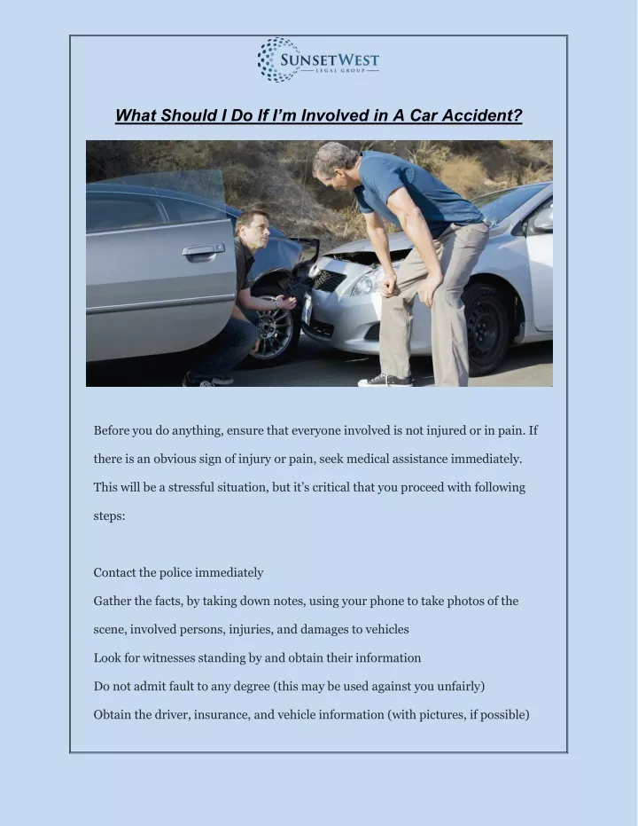 what should i do if i m involved in a car accident