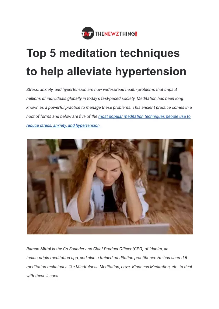 top 5 meditation techniques to help alleviate