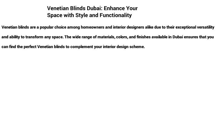 venetian blinds dubai enhance your space with