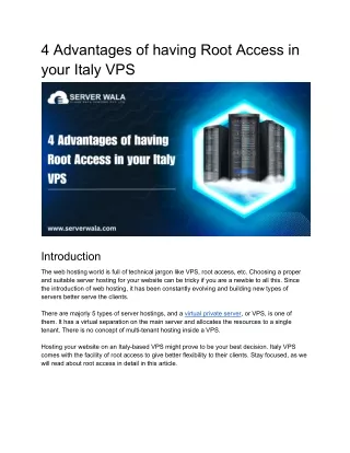 4 Advantages of having Root Access in your Italy VPS