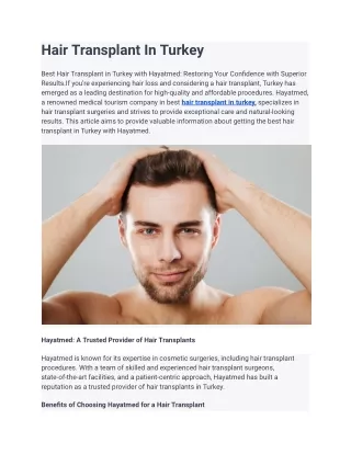 _Hair Transplant In Turkey
