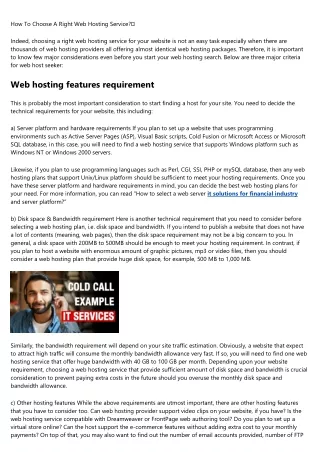 how to choose a right web hosting service