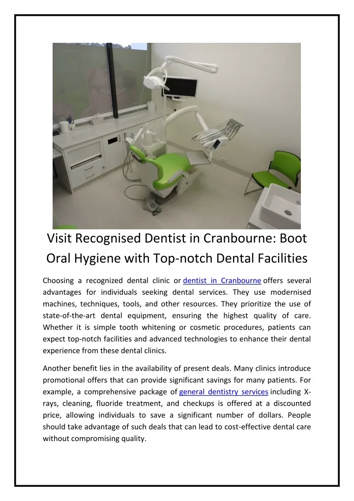 visit recognised dentist in cranbourne boot oral