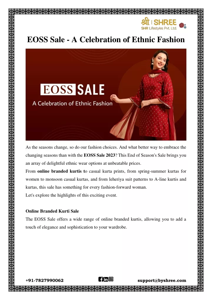 eoss sale a celebration of ethnic fashion
