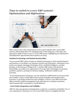 time to switch to a new erp system optimization