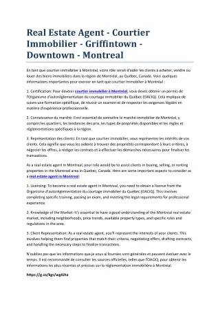 real estate agent courtier immobilier griffintown
