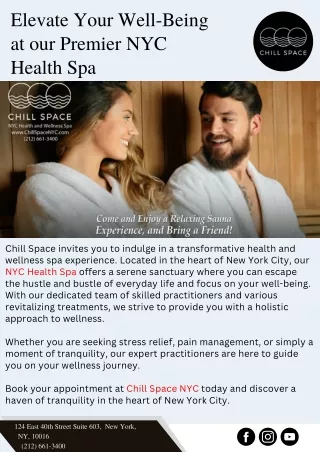 Elevate Your Well-Being at our Premier NYC Health Spa
